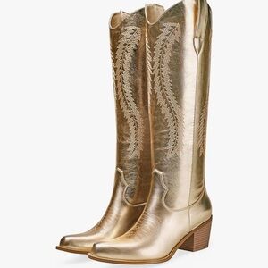 Elegant Gold Heeled Boots for Women